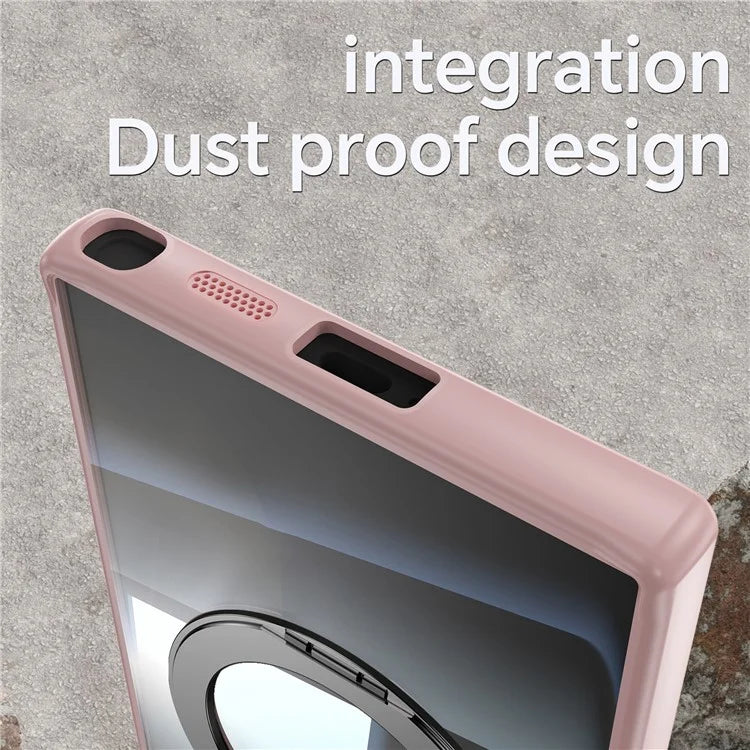 For Samsung Galaxy S24 Ultra Case Rotatable Magnetic Kickstand TPU+PC Phone Cover with Lens Film