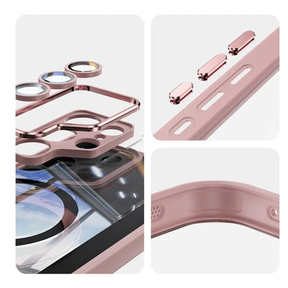 For Samsung Galaxy S24 Ultra Case Rotatable Magnetic Kickstand TPU+PC Phone Cover with Lens Film