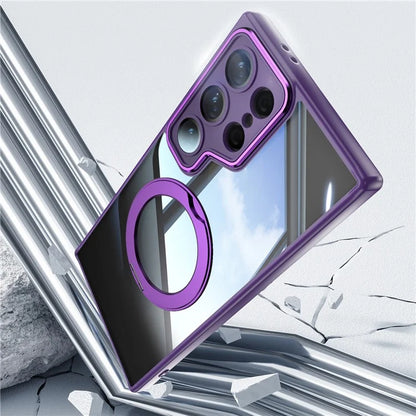 For Samsung Galaxy S24 Ultra Case Rotatable Magnetic Kickstand TPU+PC Phone Cover with Lens Film