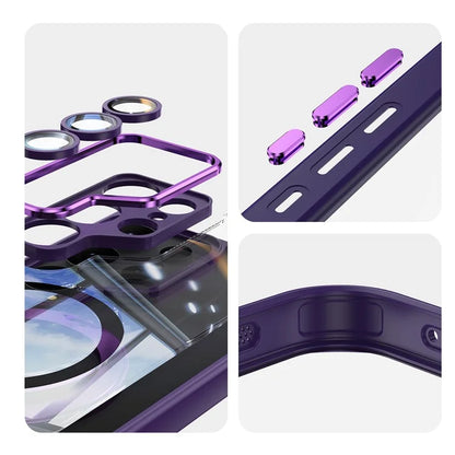For Samsung Galaxy S24 Ultra Case Rotatable Magnetic Kickstand TPU+PC Phone Cover with Lens Film