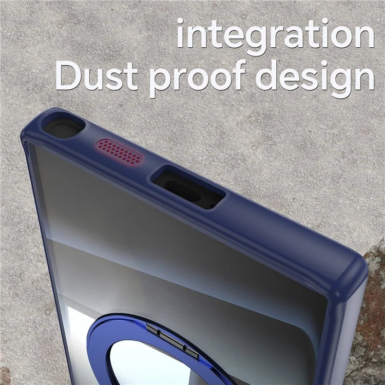 For Samsung Galaxy S24 Ultra Case Rotatable Magnetic Kickstand TPU+PC Phone Cover with Lens Film