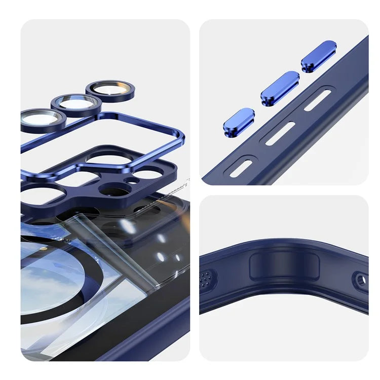 For Samsung Galaxy S24 Ultra Case Rotatable Magnetic Kickstand TPU+PC Phone Cover with Lens Film
