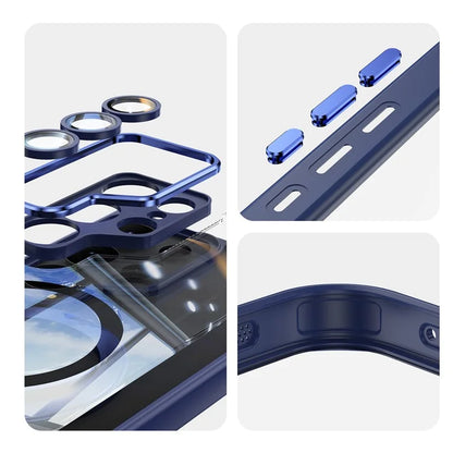 For Samsung Galaxy S24 Ultra Case Rotatable Magnetic Kickstand TPU+PC Phone Cover with Lens Film