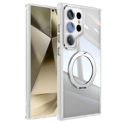 For Samsung Galaxy S24 Ultra Case Rotatable Magnetic Kickstand TPU+PC Phone Cover with Lens Film