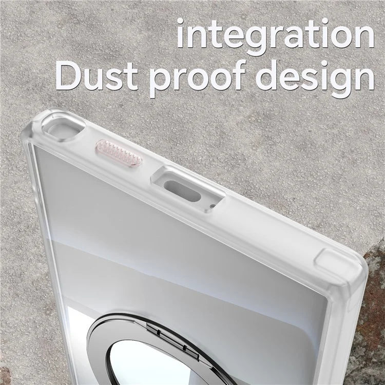 For Samsung Galaxy S24 Ultra Case Rotatable Magnetic Kickstand TPU+PC Phone Cover with Lens Film