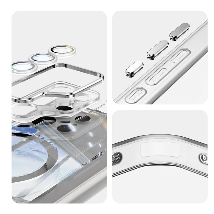 For Samsung Galaxy S24 Ultra Case Rotatable Magnetic Kickstand TPU+PC Phone Cover with Lens Film