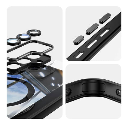 For Samsung Galaxy S24 Case Rotatable Magnetic Kickstand TPU+PC Phone Cover with Lens Film