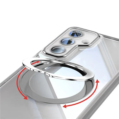 For Samsung Galaxy S24 Case Rotatable Magnetic Kickstand TPU+PC Phone Cover with Lens Film