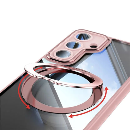 For Samsung Galaxy S24 Case Rotatable Magnetic Kickstand TPU+PC Phone Cover with Lens Film