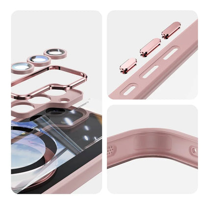 For Samsung Galaxy S24 Case Rotatable Magnetic Kickstand TPU+PC Phone Cover with Lens Film