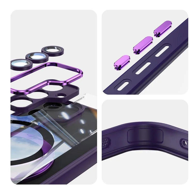 For Samsung Galaxy S24 Case Rotatable Magnetic Kickstand TPU+PC Phone Cover with Lens Film