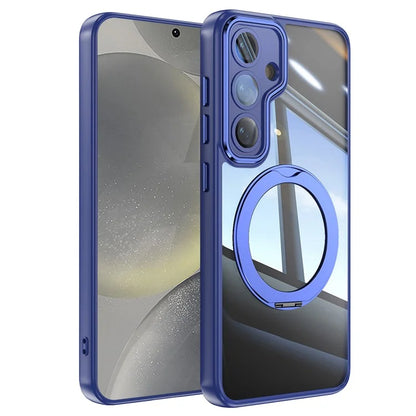 For Samsung Galaxy S24 Case Rotatable Magnetic Kickstand TPU+PC Phone Cover with Lens Film