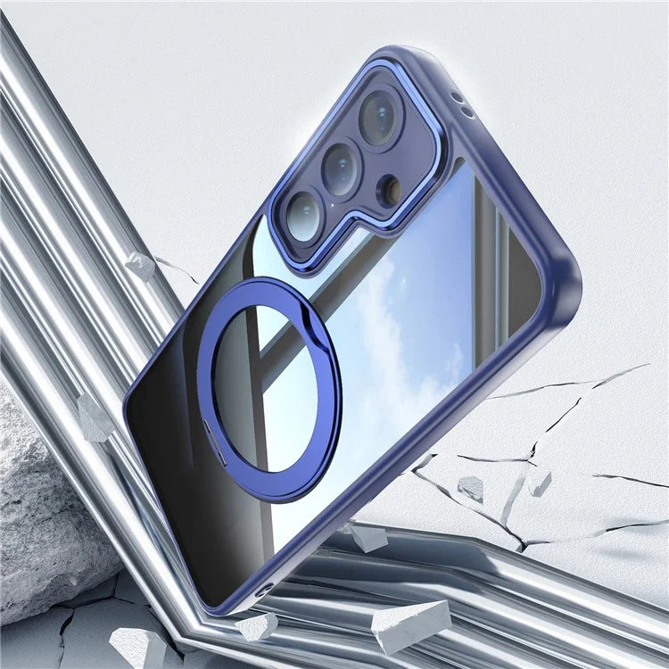For Samsung Galaxy S24 Case Rotatable Magnetic Kickstand TPU+PC Phone Cover with Lens Film