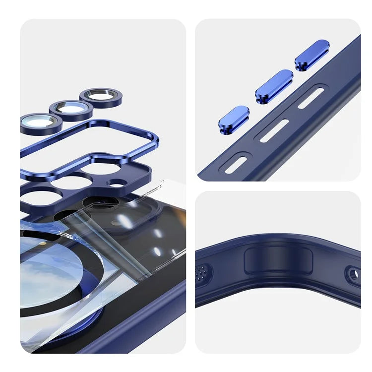 For Samsung Galaxy S24 Case Rotatable Magnetic Kickstand TPU+PC Phone Cover with Lens Film
