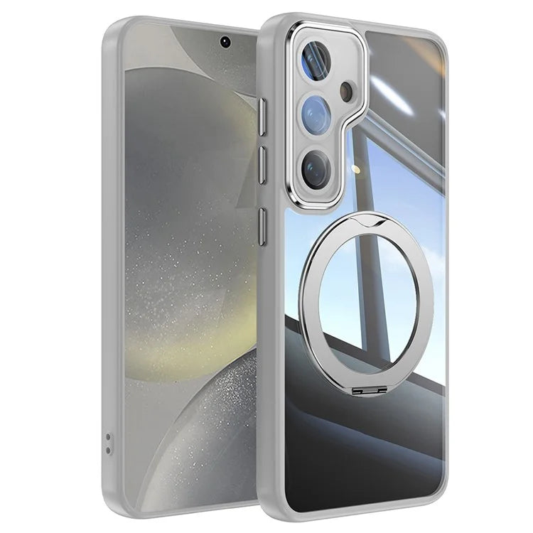 For Samsung Galaxy S24 Case Rotatable Magnetic Kickstand TPU+PC Phone Cover with Lens Film