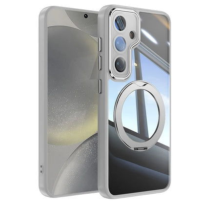 For Samsung Galaxy S24 Case Rotatable Magnetic Kickstand TPU+PC Phone Cover with Lens Film
