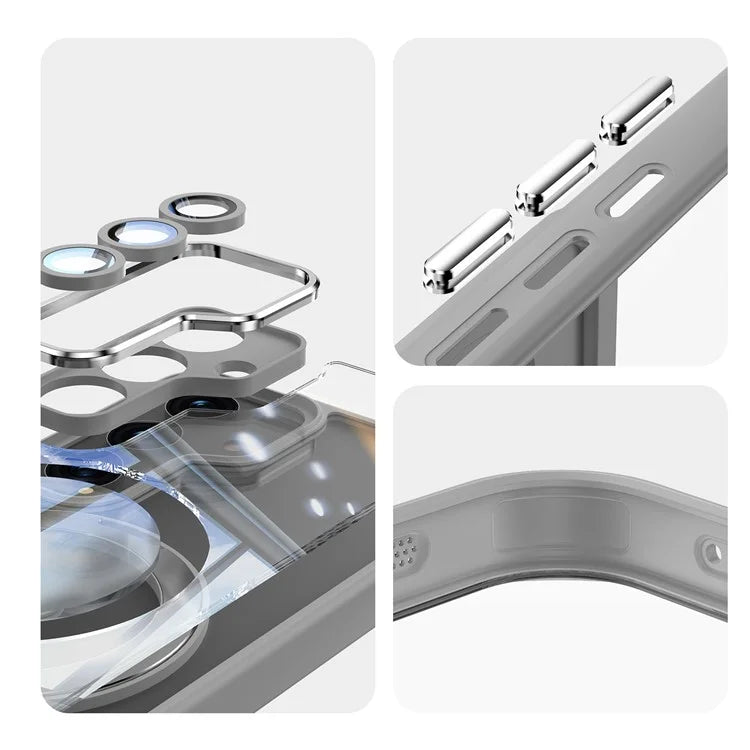 For Samsung Galaxy S24 Case Rotatable Magnetic Kickstand TPU+PC Phone Cover with Lens Film