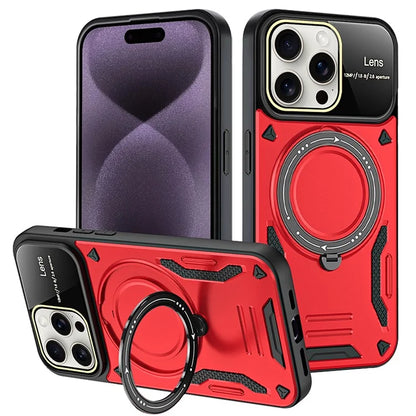 For iPhone 16 Pro Case Rotating Magnetic Kickstand PC+TPU Phone Cover