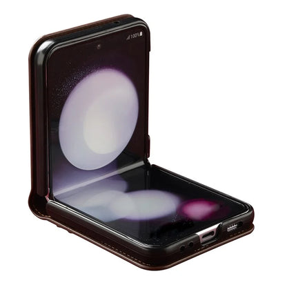 LC.IMEEKE for Samsung Galaxy Z Flip4 5G Case Leather+PC Phone Cover with Straps Card Slots