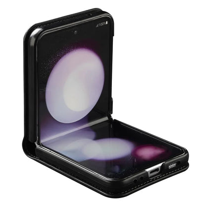 LC.IMEEKE for Samsung Galaxy Z Flip4 5G Case Leather+PC Phone Cover with Straps Card Slots
