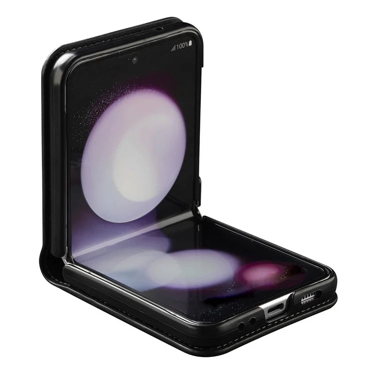 LC.IMEEKE for Samsung Galaxy Z Flip3 5G Case Leather+PC Phone Cover with Straps Card Slots