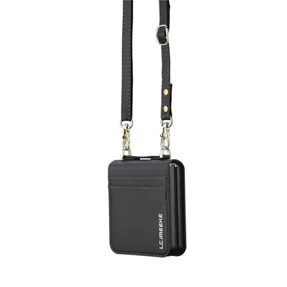 LC.IMEEKE for Samsung Galaxy Z Flip3 5G Case Leather+PC Phone Cover with Straps Card Slots