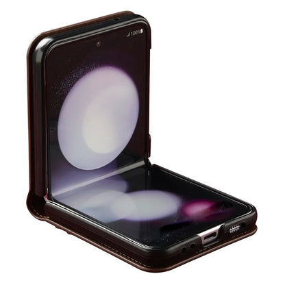 LC.IMEEKE for Samsung Galaxy Z Flip3 5G Case Leather+PC Phone Cover with Straps Card Slots