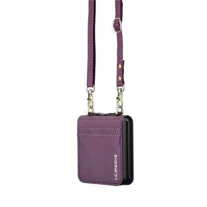 LC.IMEEKE for Samsung Galaxy Z Flip3 5G Case Leather+PC Phone Cover with Straps Card Slots