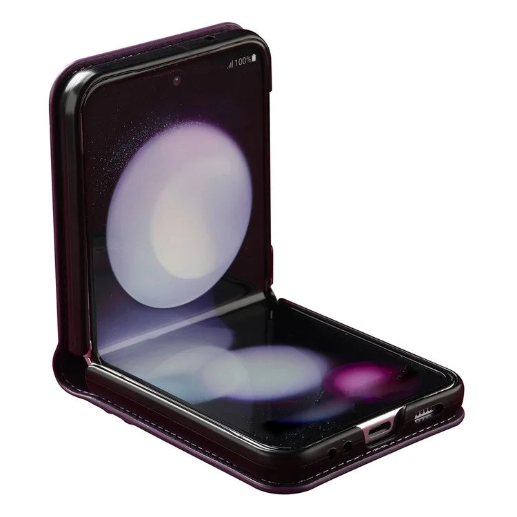 LC.IMEEKE for Samsung Galaxy Z Flip3 5G Case Leather+PC Phone Cover with Straps Card Slots