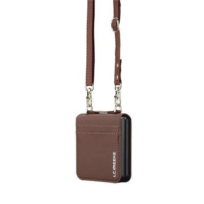 LC.IMEEKE for Samsung Galaxy Z Flip3 5G Case Leather+PC Phone Cover with Straps Card Slots