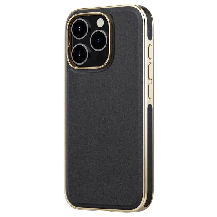 For iPhone 16 Pro Case PU Leather Coated TPU Shockproof Back Cover