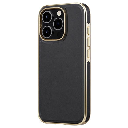 For iPhone 16 Pro Case PU Leather Coated TPU Shockproof Back Cover