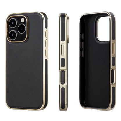 For iPhone 16 Pro Case PU Leather Coated TPU Shockproof Back Cover