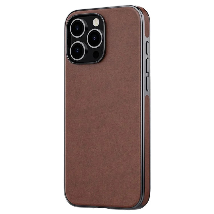 For iPhone 16 Pro Case PU Leather Coated TPU Shockproof Back Cover