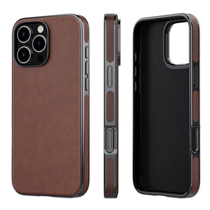 For iPhone 16 Pro Case PU Leather Coated TPU Shockproof Back Cover