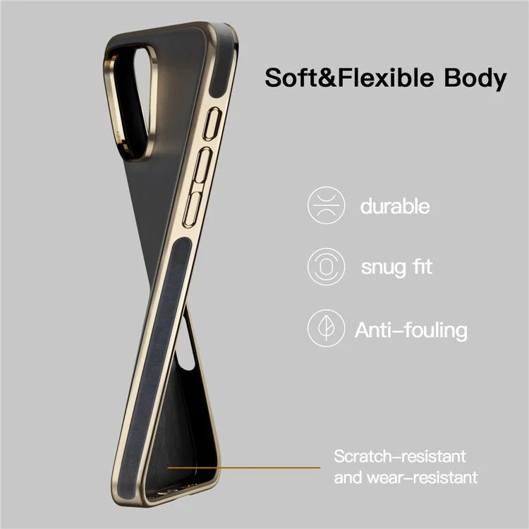 For iPhone 16 Pro Case PU Leather Coated TPU Shockproof Back Cover