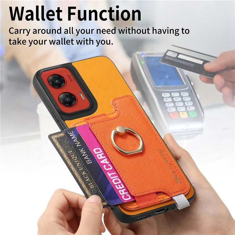 For Motorola Moto G 5G (2024) Case 2-in-1 Magnetic Detachable Card Holder Leather+TPU Phone Cover