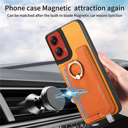 For Motorola Moto G 5G (2024) Case 2-in-1 Magnetic Detachable Card Holder Leather+TPU Phone Cover