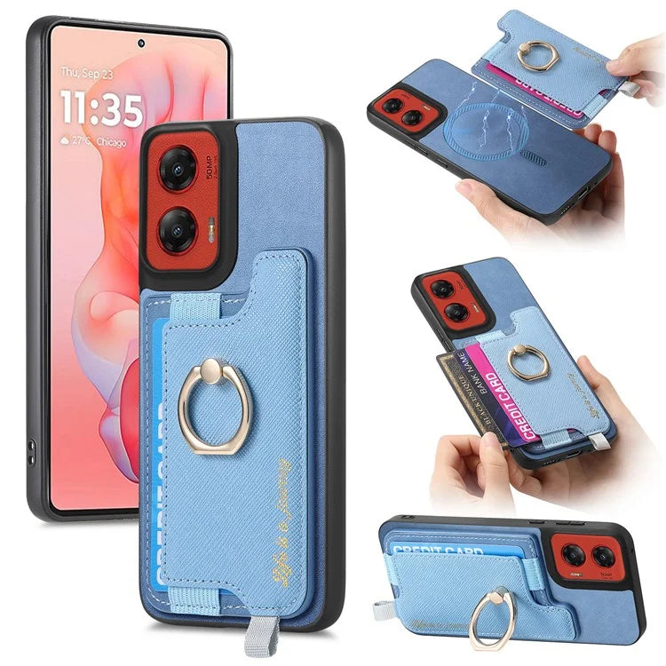 For Motorola Moto G 5G (2024) Case 2-in-1 Magnetic Detachable Card Holder Leather+TPU Phone Cover