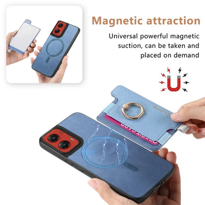 For Motorola Moto G 5G (2024) Case 2-in-1 Magnetic Detachable Card Holder Leather+TPU Phone Cover