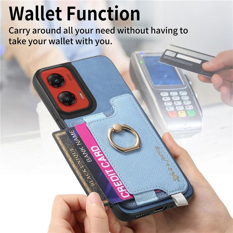 For Motorola Moto G 5G (2024) Case 2-in-1 Magnetic Detachable Card Holder Leather+TPU Phone Cover