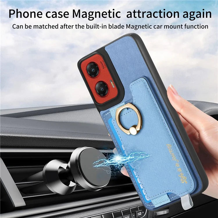 For Motorola Moto G 5G (2024) Case 2-in-1 Magnetic Detachable Card Holder Leather+TPU Phone Cover