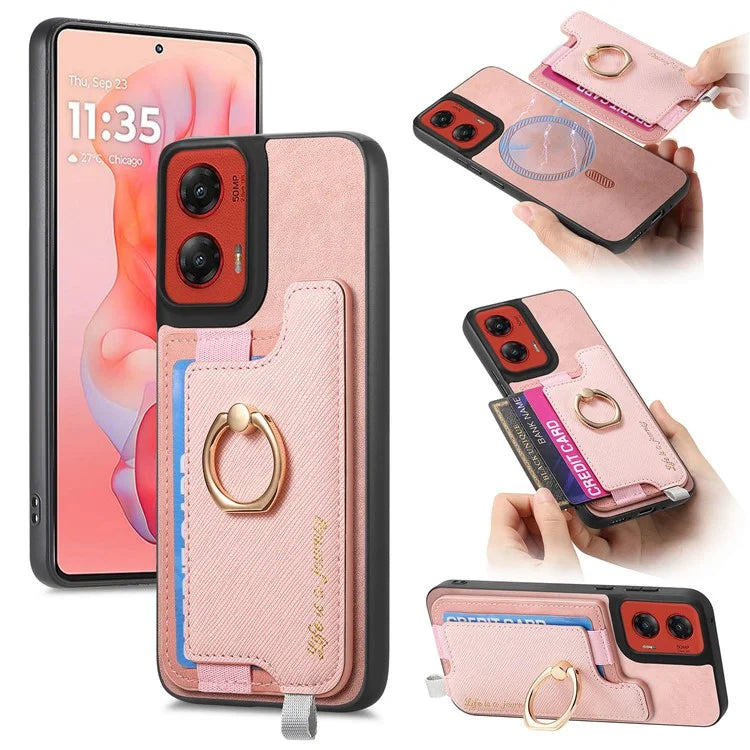 For Motorola Moto G 5G (2024) Case 2-in-1 Magnetic Detachable Card Holder Leather+TPU Phone Cover