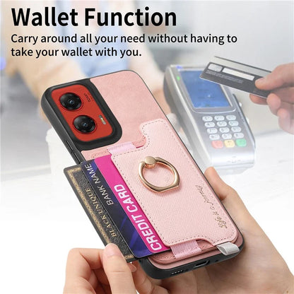 For Motorola Moto G 5G (2024) Case 2-in-1 Magnetic Detachable Card Holder Leather+TPU Phone Cover