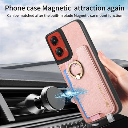 For Motorola Moto G 5G (2024) Case 2-in-1 Magnetic Detachable Card Holder Leather+TPU Phone Cover