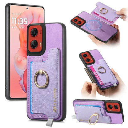 For Motorola Moto G 5G (2024) Case 2-in-1 Magnetic Detachable Card Holder Leather+TPU Phone Cover