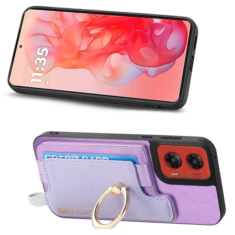 For Motorola Moto G 5G (2024) Case 2-in-1 Magnetic Detachable Card Holder Leather+TPU Phone Cover