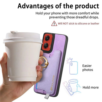 For Motorola Moto G 5G (2024) Case 2-in-1 Magnetic Detachable Card Holder Leather+TPU Phone Cover