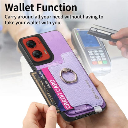 For Motorola Moto G 5G (2024) Case 2-in-1 Magnetic Detachable Card Holder Leather+TPU Phone Cover