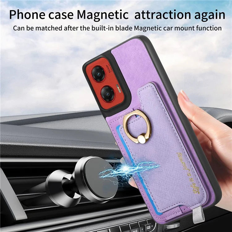 For Motorola Moto G 5G (2024) Case 2-in-1 Magnetic Detachable Card Holder Leather+TPU Phone Cover